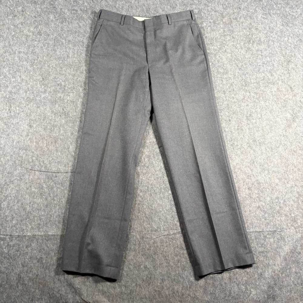 John Alexander Men's Dress Pants‎ Size 34 Hartmarx Grey Flat Front Straight Leg